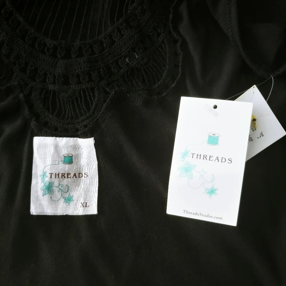 Threads Open Sleeveless Cardigan Black Lace Lightweight  XL NWT - Picture 8 of 8